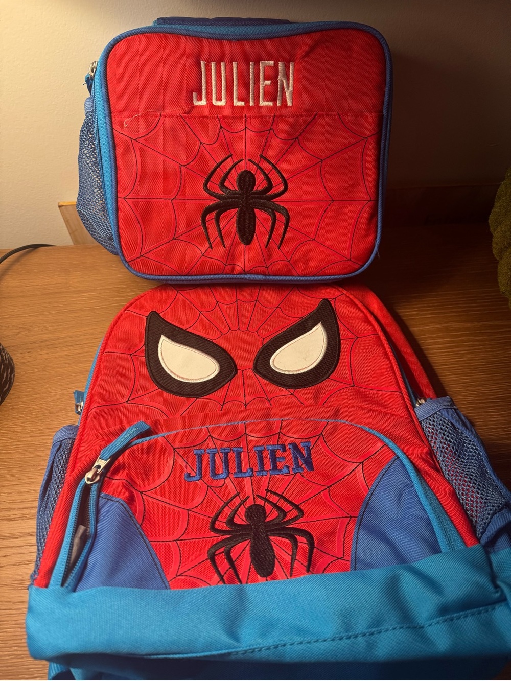 Pottery Barn Kids Red & Blue Spider-Man Backpack and Lunchbox Set